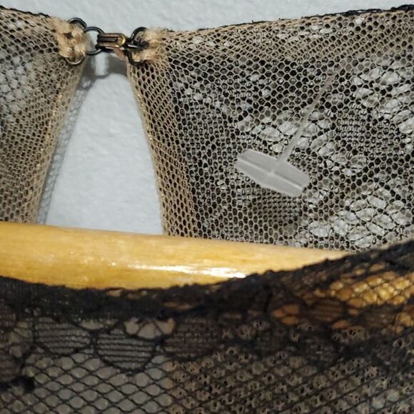 Marchesa Notte dress women's sz 0 black tan maxi sheer sexy Gypsy Witchy Lace - Picture 11 of 14